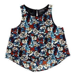 ASTR Draped Maroon Blue Dark Romance Floral Tank Top Size XS